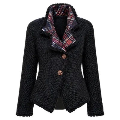 Pre-owned Chanel Paris / Edinburgh Iconic Black Tweed Jacket 38 Fr
