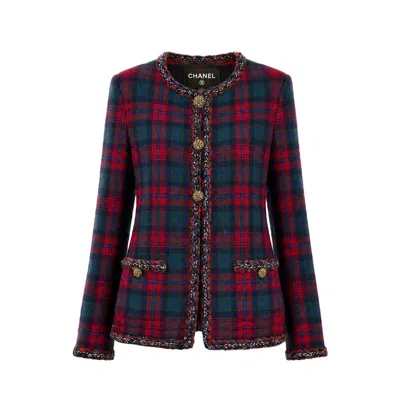 Pre-owned Chanel Paris / Edinburgh Iconic Red Tartan Jacket 36 Fr