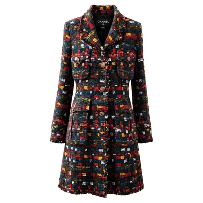 Pre-owned Chanel Paris / Edinburgh Rare Tweed Coat With Cc Gripoix Buttons 40 Fr In Black