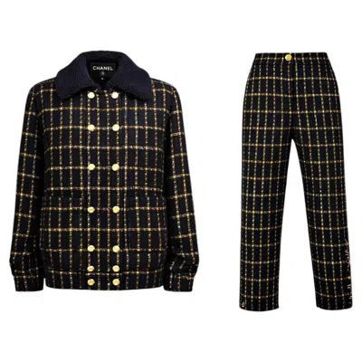 Pre-owned Chanel Paris / Egypt Lesage Tweed Jacket & Trousers Suit 36 Fr In Black