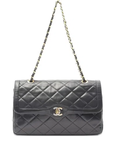 Pre-owned Chanel Paris Flap Shoulder Bag In Black