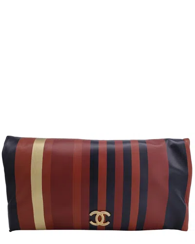Pre-owned Chanel Paris-greece Striped Clutch (authentic Pre-loved)