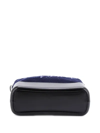 Pre-owned Chanel Paris-hamburg Gabrielle Embroidered Wool And Calfskin Medium Hobo Bag In Black