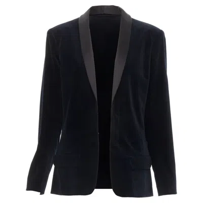 Pre-owned Chanel Paris Hamburg Metier D'art Velvet Tuxedo Blazer In Blue