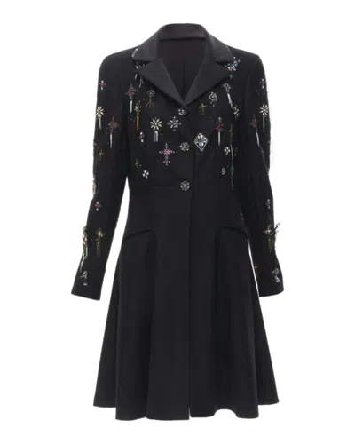 Pre-owned Chanel Paris London Metier D'art Lesage Punk Embellished Cashmere Coat In Black
