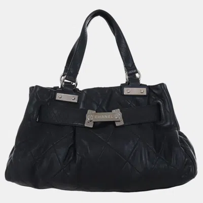 Pre-owned Chanel Paris-londres Door Latch Tote Bag In Black