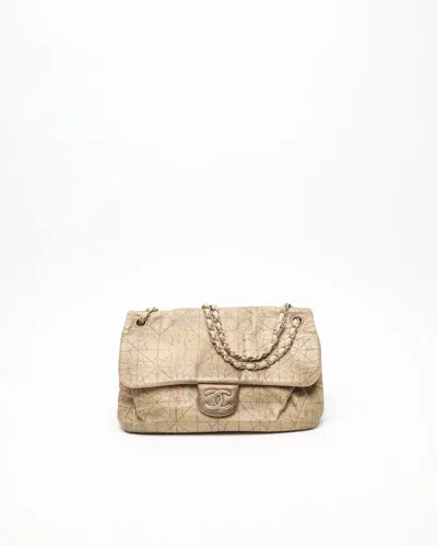 Pre-owned Chanel Paris-moscou Jumbo Flap Bag In Sand
