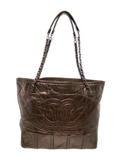 Pre-owned Chanel Paris- Moscou Large Shopping Tote In Brown/metallic