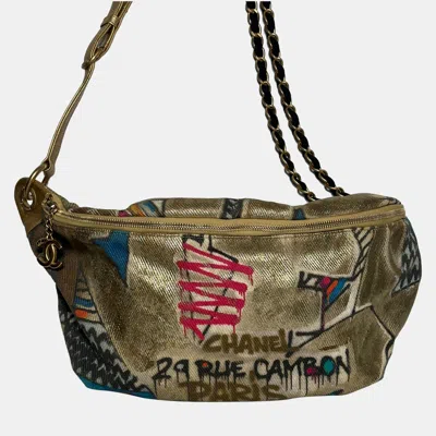Pre-owned Chanel Paris-new York Street Spirit Waist Bag Graffiti Printed Canvas In Green