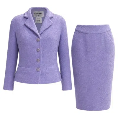 Pre-owned Chanel Paris / Saint-tropez Collection Lavender Tweed Suit 38 Fr In Purple