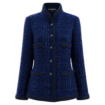 Pre-owned Chanel Paris / Shanghai Iconic Royal Ribbon Tweed Jacket 44 Fr In Black