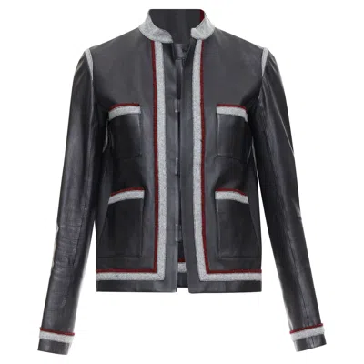 Pre-owned Chanel Paris Shanghai Leather Trim 4 Pocket Jacket In Black