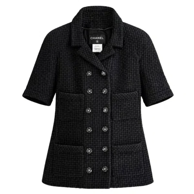 Pre-owned Chanel Paris / Singapore Black Ribbon Tweed Jacket 34 Fr