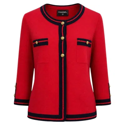 Pre-owned Chanel Paris / Venice Collectible Red Cashmere Jacket 40 Fr