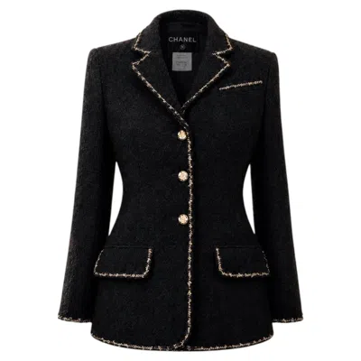 Pre-owned Chanel Paris / Venice Iconic Black Tweed Jacket 34 Fr