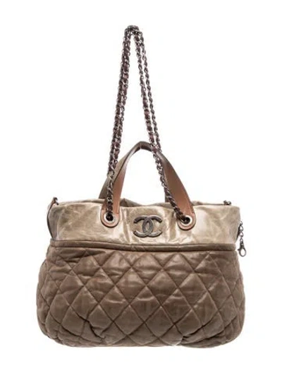 Pre-owned Chanel Paris-byzance Quilted In The Mix Tote In Brown