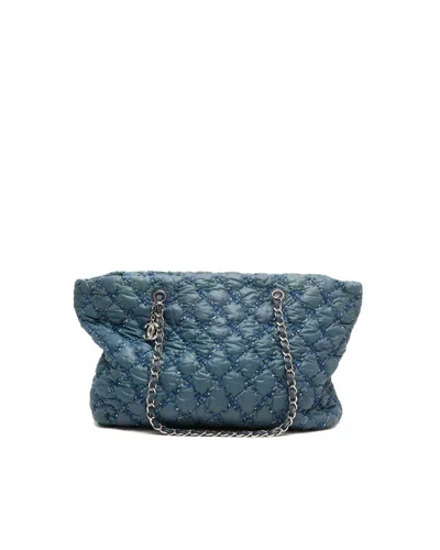 Pre-owned Chanel Paris-byzance Tweed On Stitch Tote Bag In Blue
