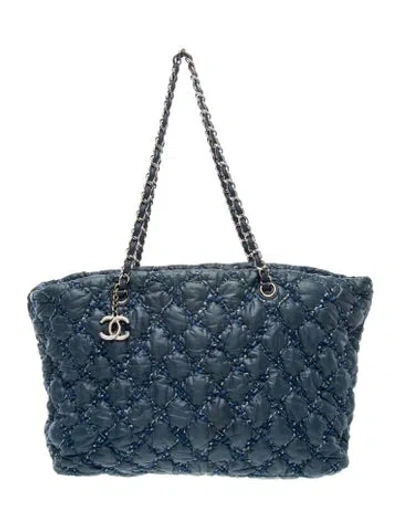 Pre-owned Chanel Paris-byzance Tweed On Stitch Tote In Blue