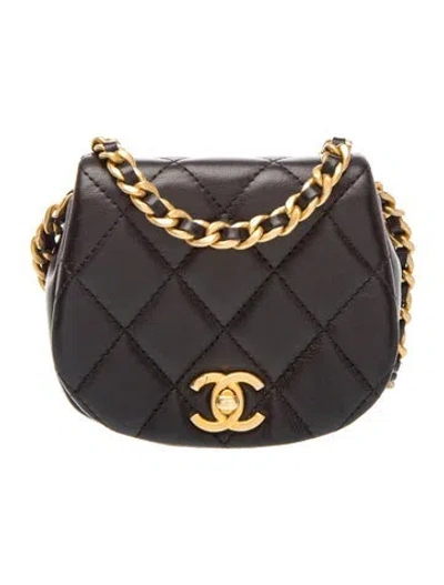 Pre-owned Chanel Paris-chateau Mini Coco Mail Clutch W/ Chain In Black