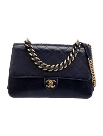 Pre-owned Chanel Paris-cosmopolite Jumbo Straight Lined Flap Bag In Blue