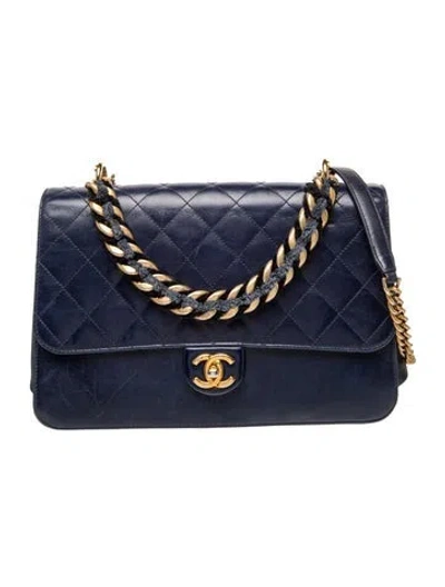 Pre-owned Chanel Paris-cosmopolite Jumbo Straight Lined Flap Bag In Blue