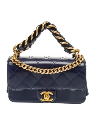 Pre-owned Chanel Paris-cosmopolite Mini Straight-lined Flap Bag In Blue
