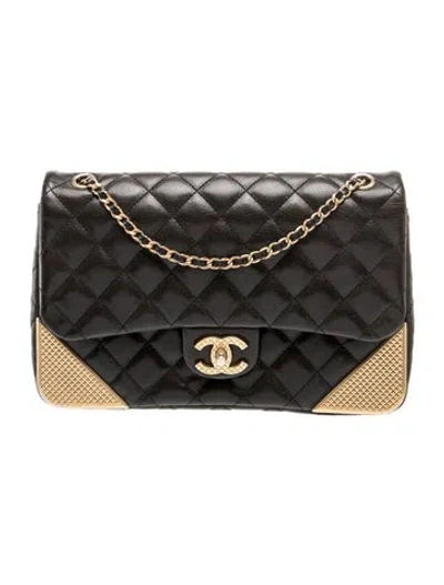 Pre-owned Chanel Paris-cosmopolite Rock The Corner Flap Bag In Black