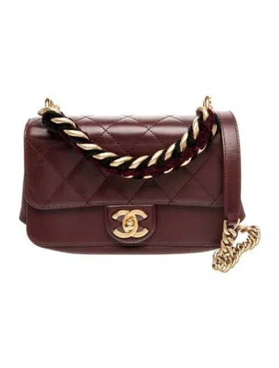 Pre-owned Chanel Paris-cosmopolite Small Straight-lined Flap Bag In Burgundy