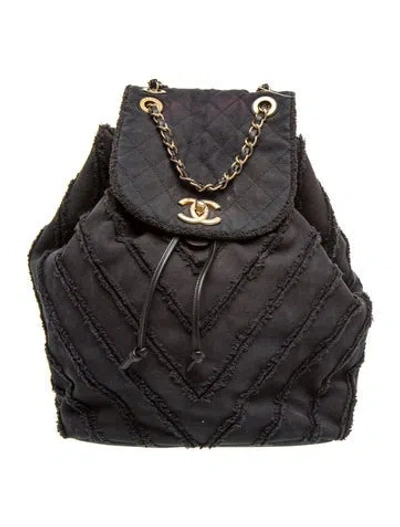 Pre-owned Chanel Paris-cuba Canvas Twist Backpack In Black