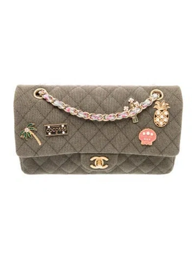 Pre-owned Chanel Paris-cuba Charms Classic Medium Double Flap Bag In Green