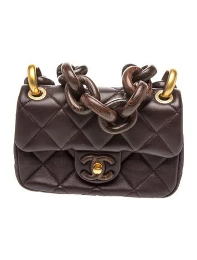 Pre-owned Chanel Paris-dakar Quilted Mini Wenge Wood Flap Bag In Brown