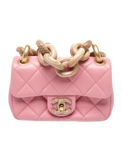 Pre-owned Chanel Paris-dakar Quilted Mini Wenge Wood Flap Bag In Pink