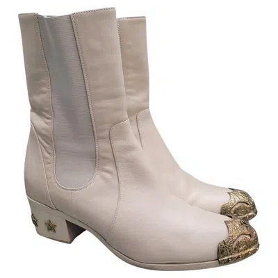Pre-owned Chanel Paris-dallas Beige Leather Ankle Boots - Size 37 In Brown