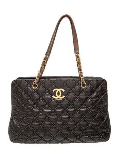Pre-owned Chanel Paris-dallas Chic Stitch Tote In Black
