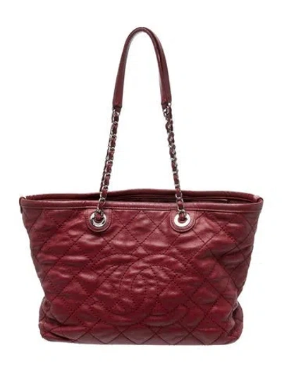 Pre-owned Chanel Paris-dubai Daily Shopping Tote In Burgundy