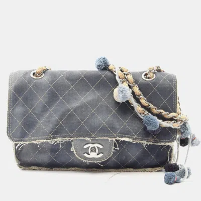 Pre-owned Chanel Paris-dubai Medium Blue Denim Flap Bag