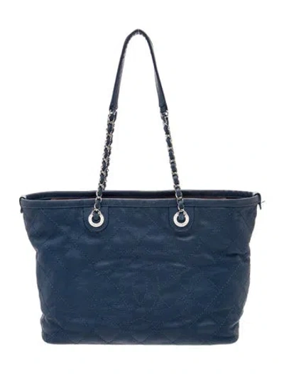 Pre-owned Chanel Paris-dubai Small Daily Shopping Tote In Blue