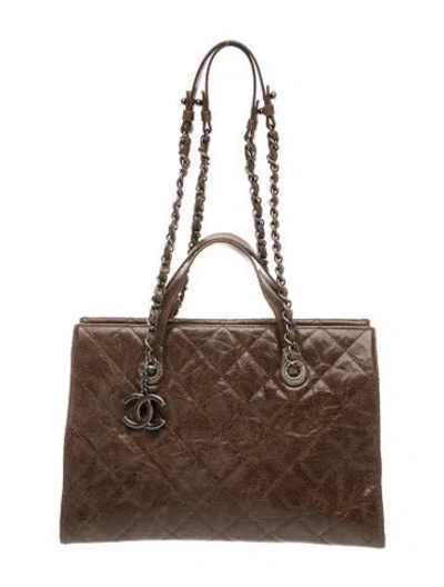 Pre-owned Chanel Paris-edinburgh Cc Crave Tote In Brown