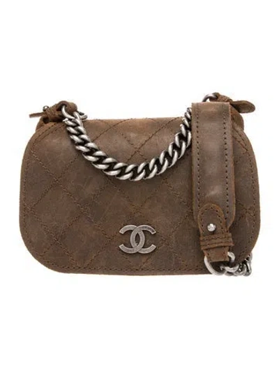 Pre-owned Chanel Paris-edinburgh Mini Highlander Messenger In Brown