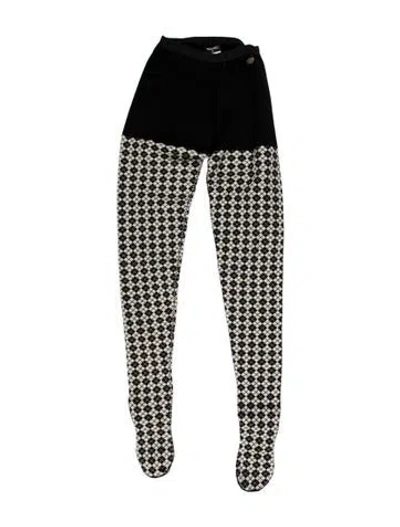 Pre-owned Chanel Paris-edinburgh Wool Argyle Tights In Black