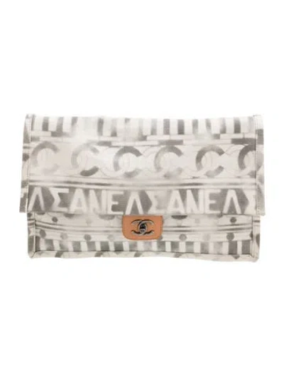 Pre-owned Chanel Paris-greece Large Iliad Clutch In Neutral