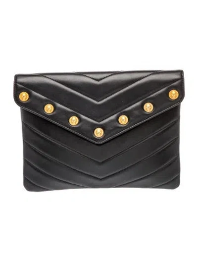 Pre-owned Chanel Paris-hamburg Cc Button Clutch In Black