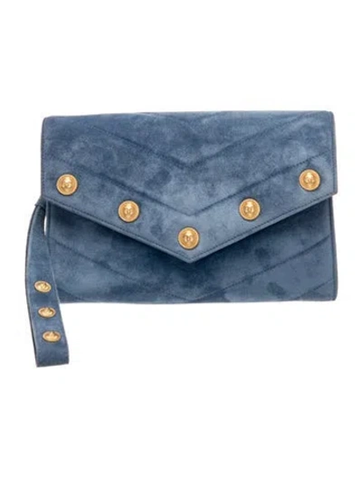 Pre-owned Chanel Paris-hamburg Cc Button Flap Clutch In Blue