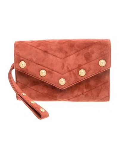 Pre-owned Chanel Paris-hamburg Cc Button Flap Clutch In Orange