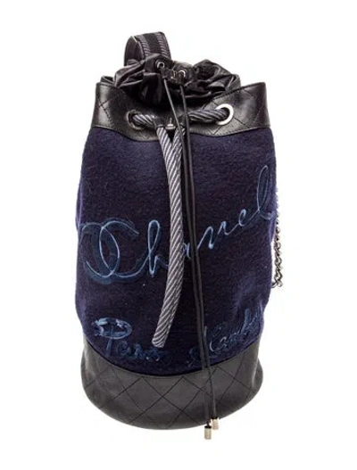 Pre-owned Chanel Paris-hamburg Drawstring Backpack In Blue
