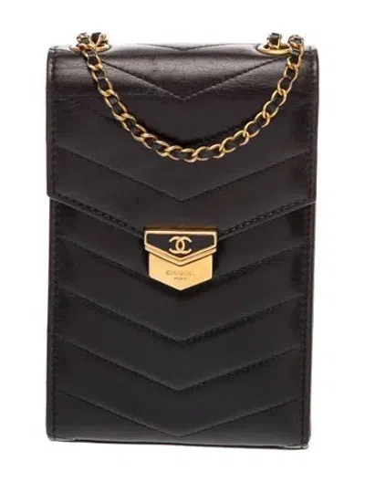 Pre-owned Chanel Paris-hamburg Mini Medal Clutch W/ Chain In Black