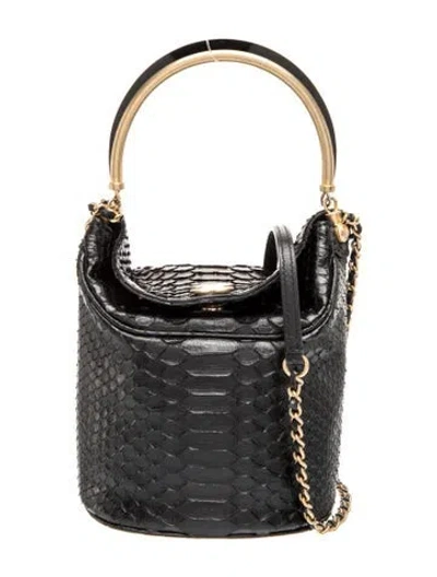 Pre-owned Chanel Paris-hamburg Python Chic Bucket Bag In Black