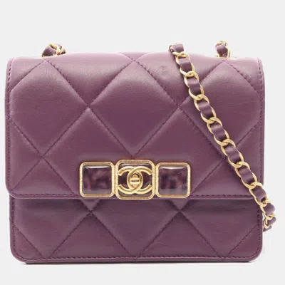 Pre-owned Chanel Paris-le19 Lock My Treasures Purple Leather Shoulder Bag