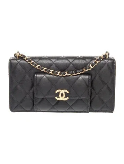 Pre-owned Chanel Paris-le19m Pocket Twins Clutch W/ Chain In Black