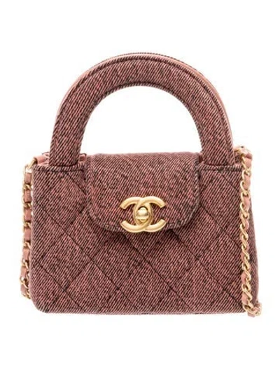 Pre-owned Chanel Paris-manchester Nano Denim Kelly Shopper In Pink